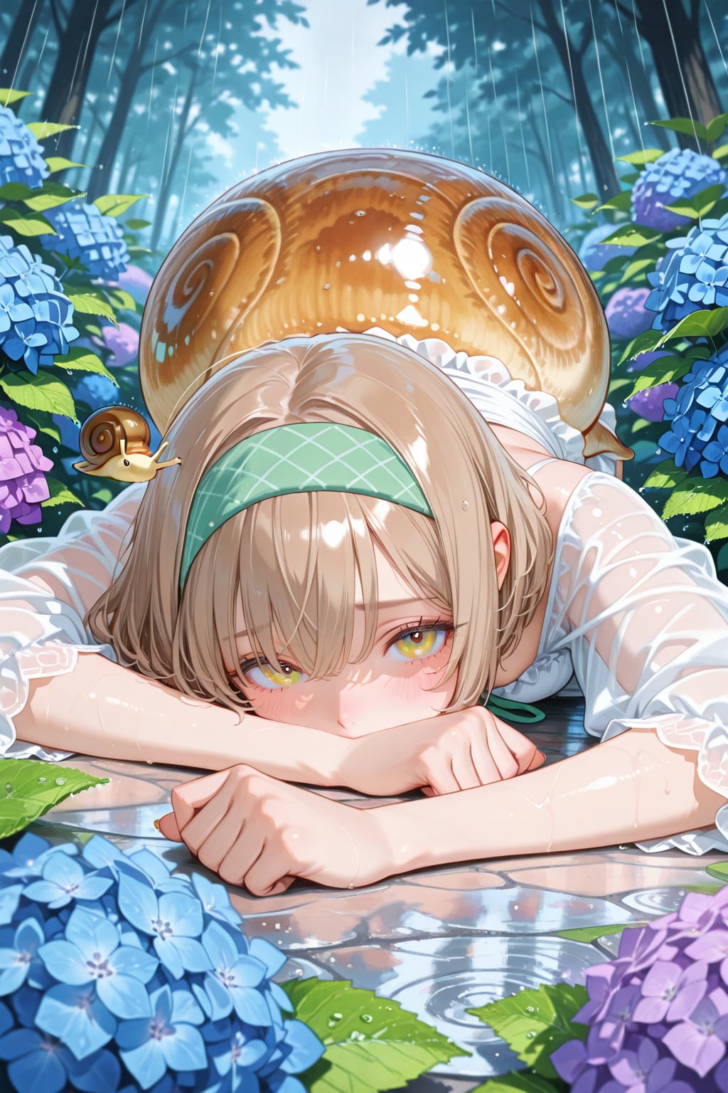 紫陽花とカタツムリ