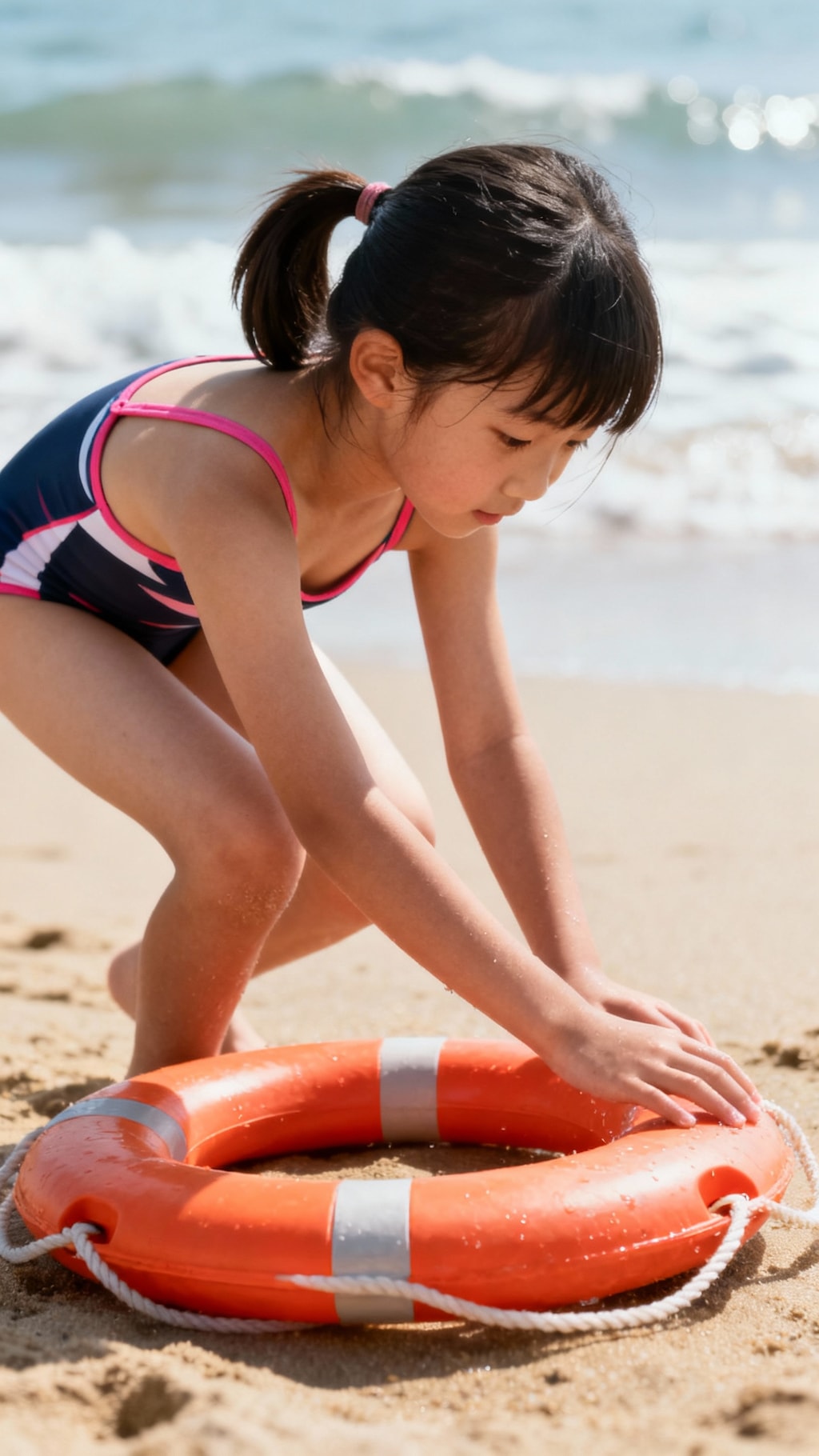 海で遊ぶ女の子