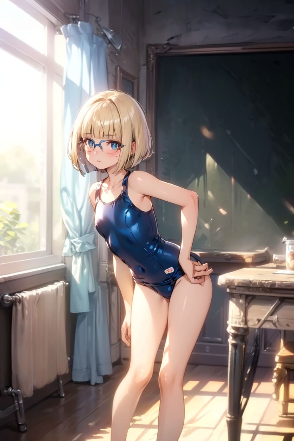 スク水の眼鏡っ娘
