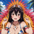 ビーチで夏サンバ♪はしゃぐ剣巫😊♪・・姫柊ちゃん「いいえ先輩！これは私達二人の為のサンバ衣装です♪」 3枚目