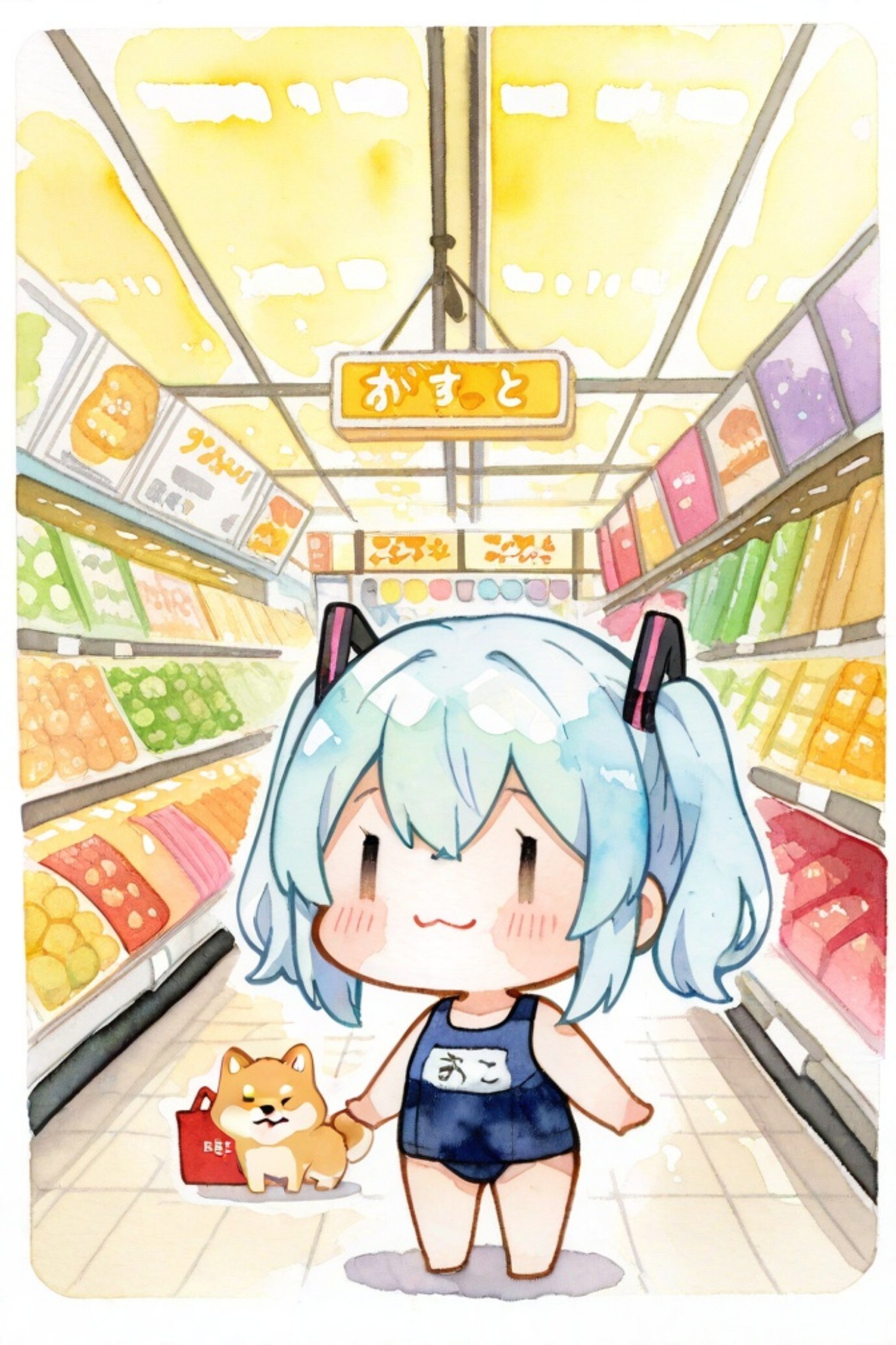 青髪ちゃんと柴犬