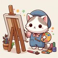 🐱絵を描く猫 3枚目