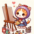 🐱絵を描く猫 2枚目