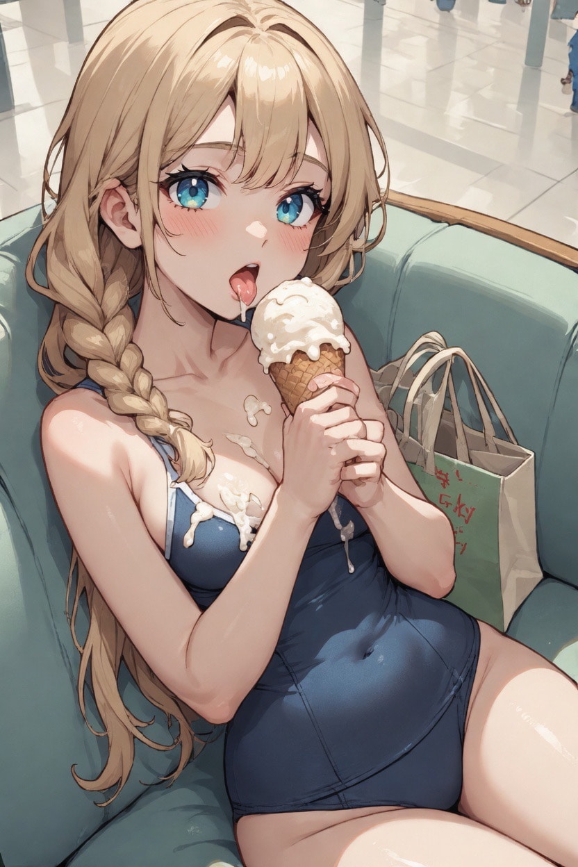 スク水×ソフトクリーム