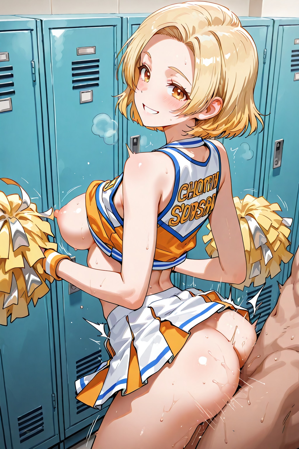 ロッカールームでチアガールと