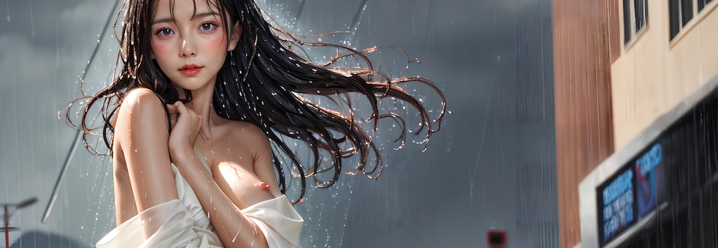 露出癖 雨の中で