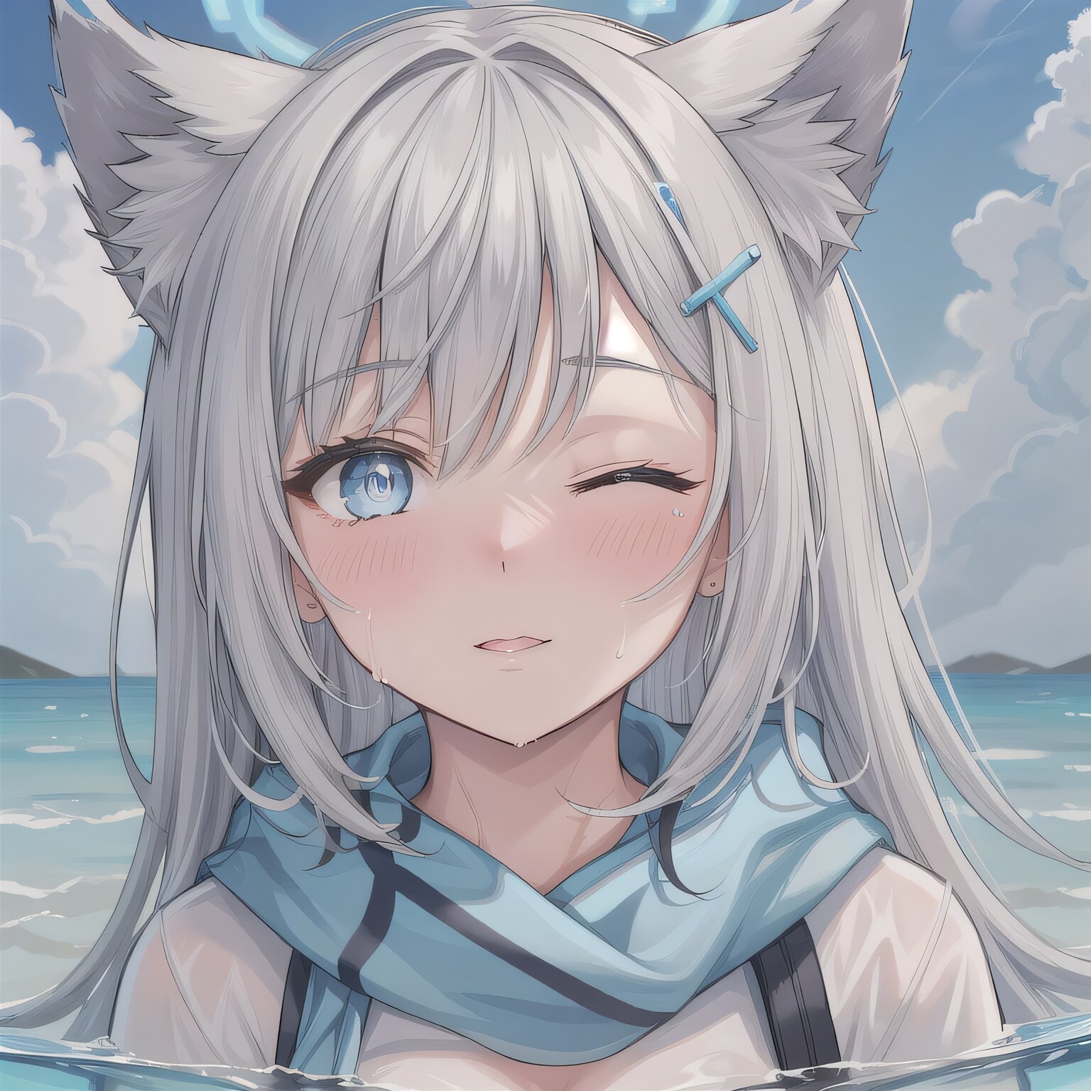 灰髪ロングで水鉄砲の少女５ | の人気AIイラスト・グラビア