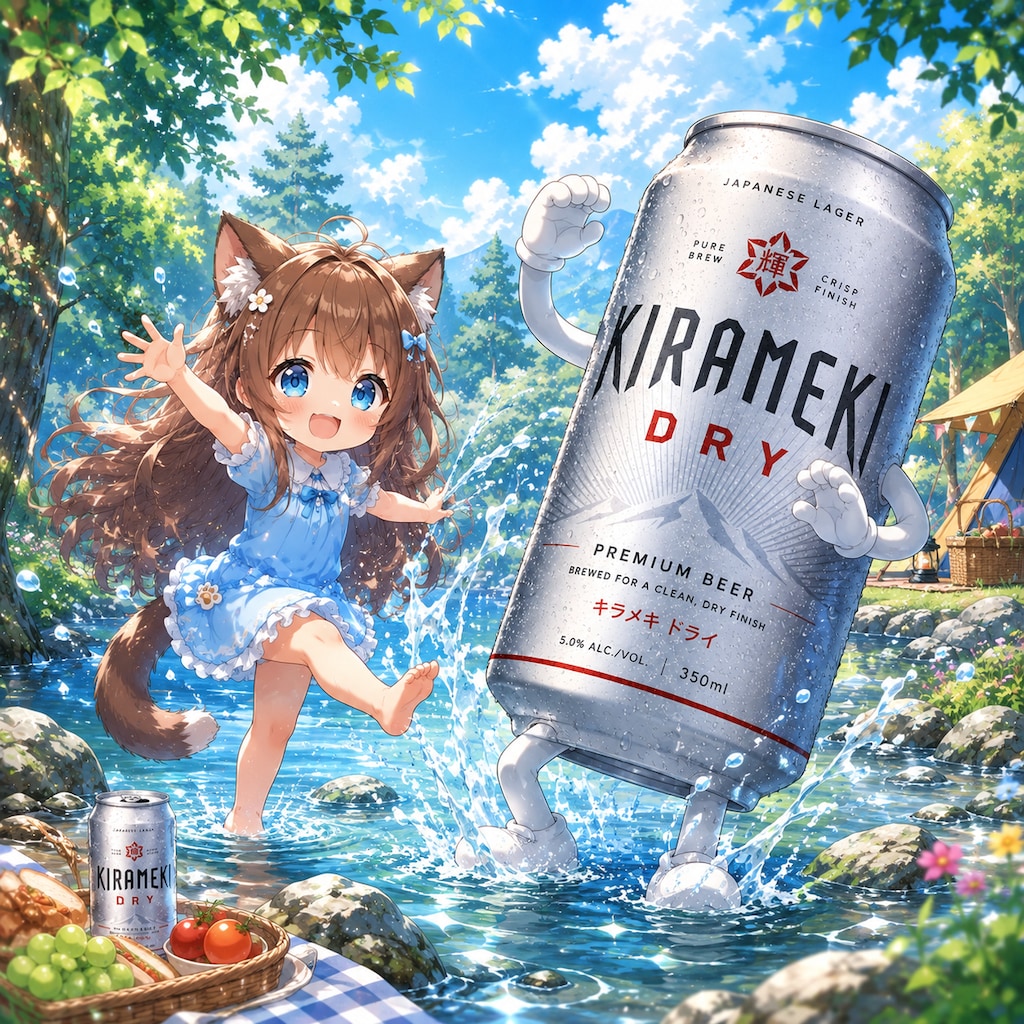 川遊びする小さな女の子