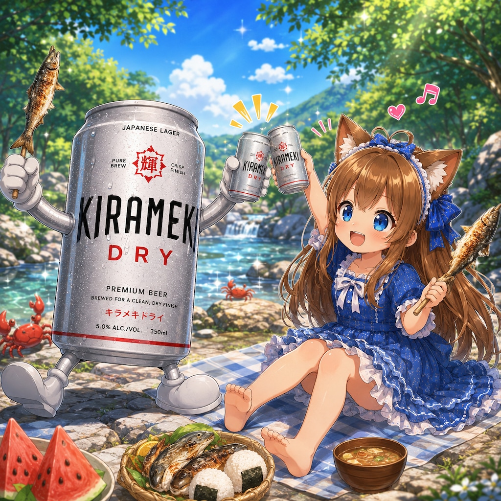川遊びする小さな女の子