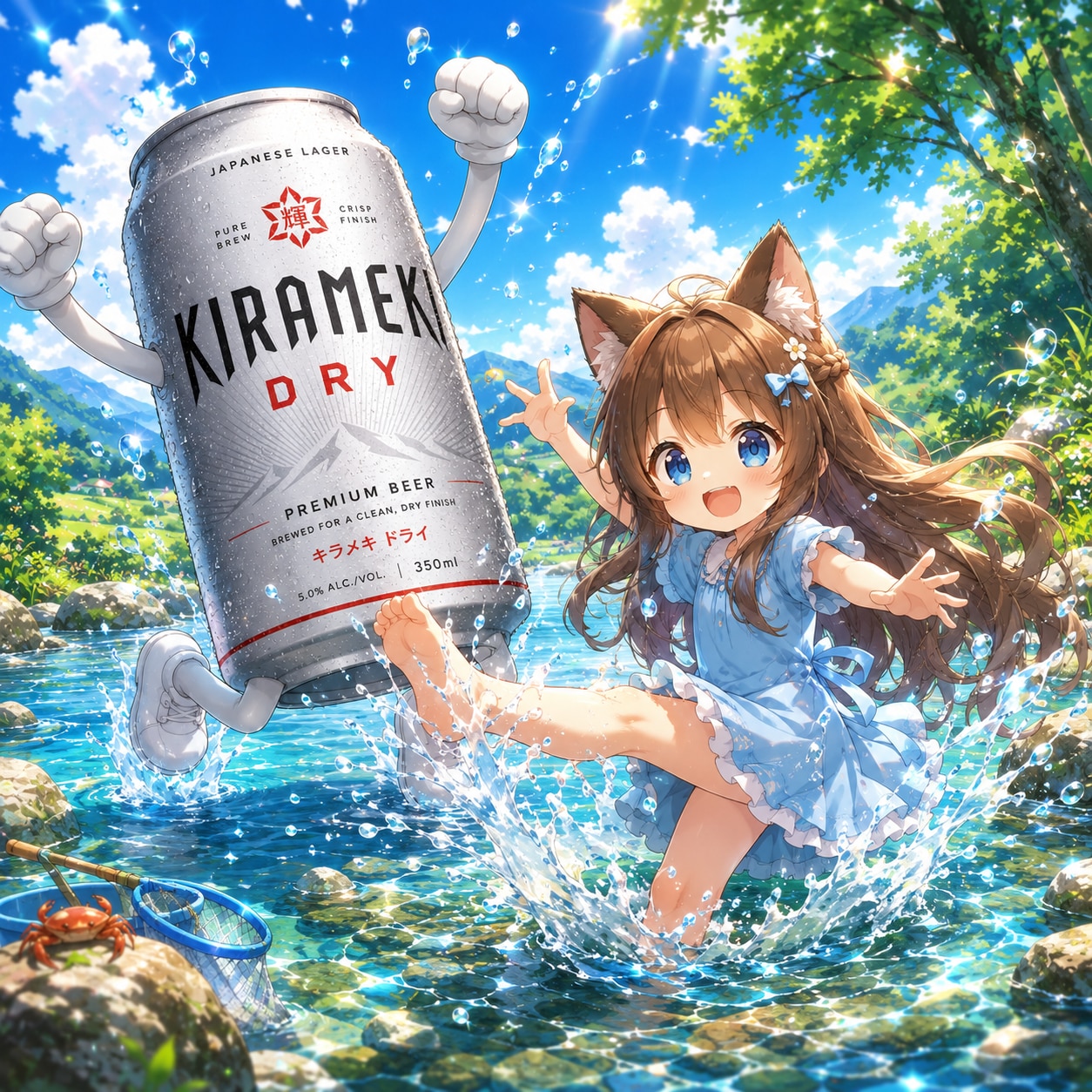 川遊びする小さな女の子 | の人気AIイラスト・グラビア