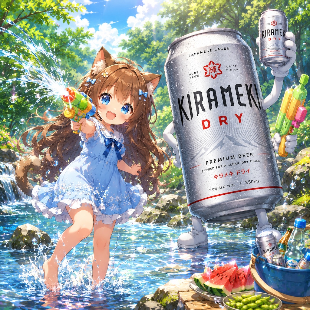 川遊びする小さな女の子