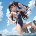 水没廃墟で水遊び2 2枚目