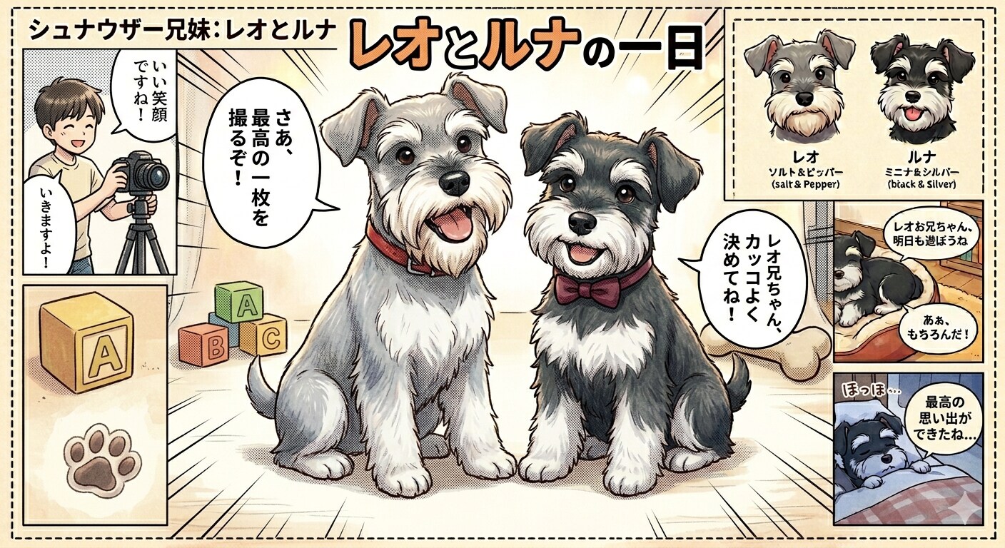 レオとルナのシュナウザーの兄妹犬の物語