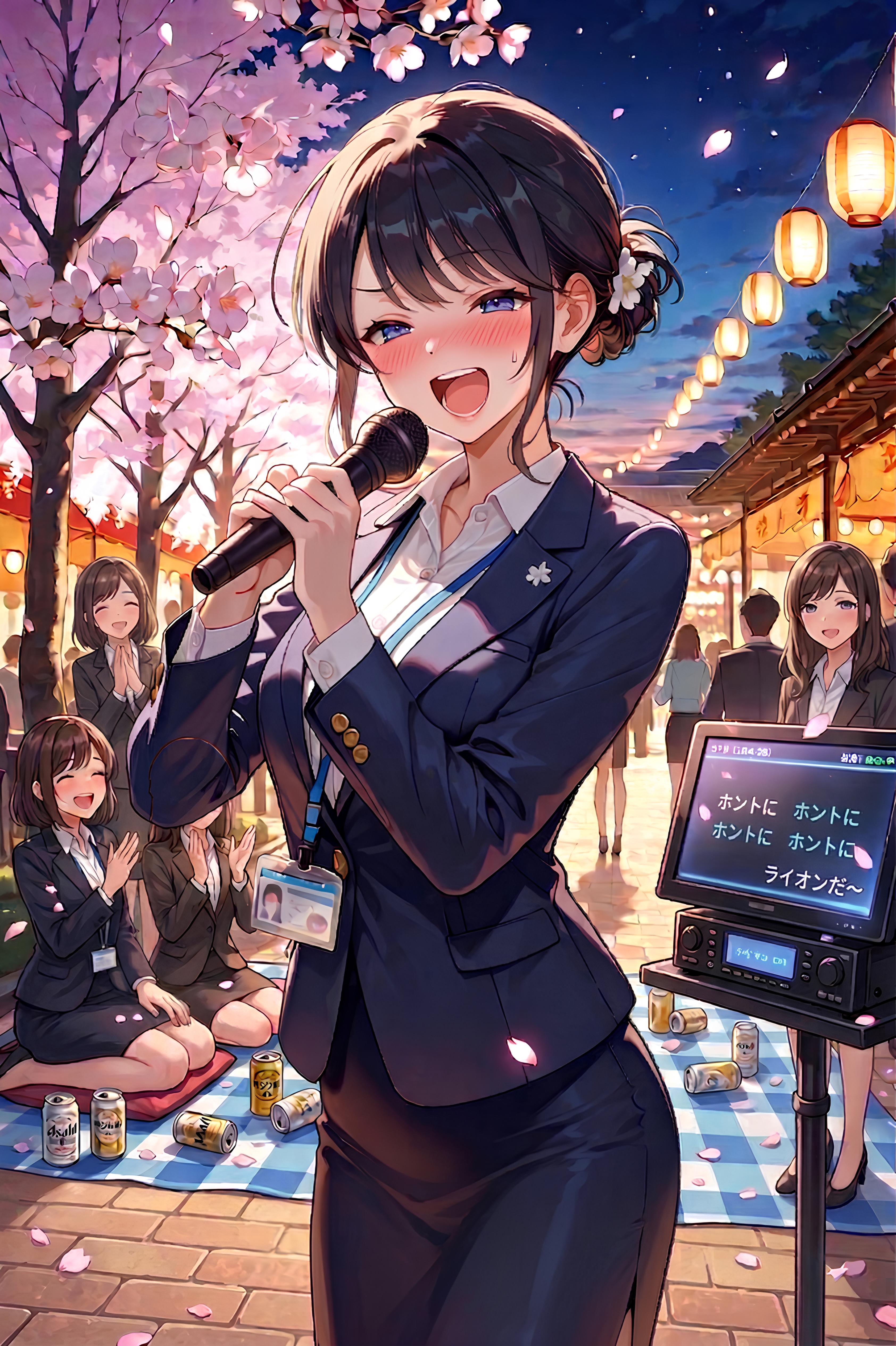 花見でカラオケ | の人気AIイラスト・グラビア