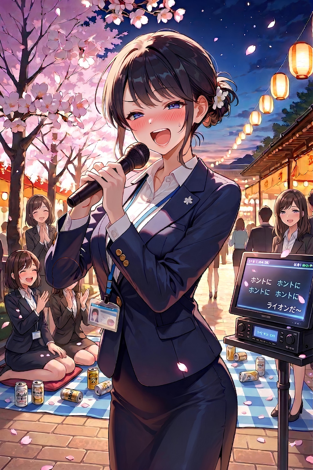 花見でカラオケ