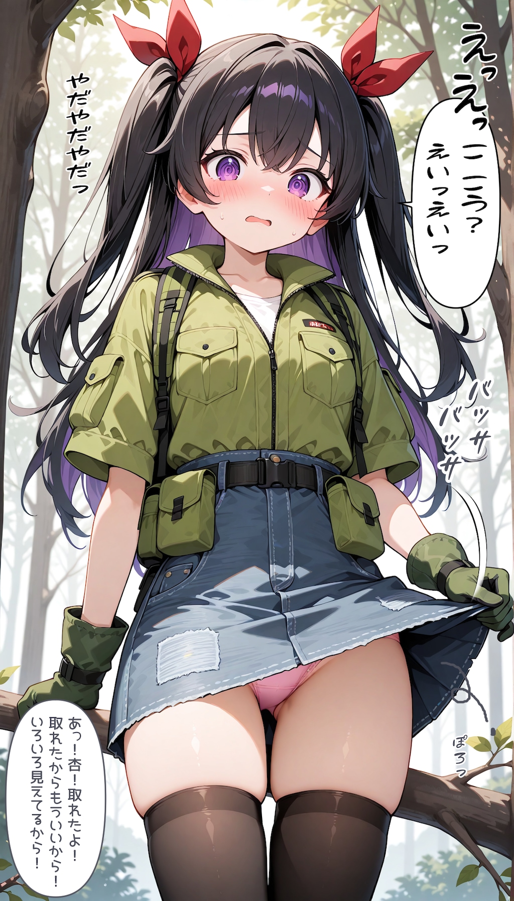 タケノコが食べたいとボヤいたら山に山菜取りに連れていかれた杏ちゃん