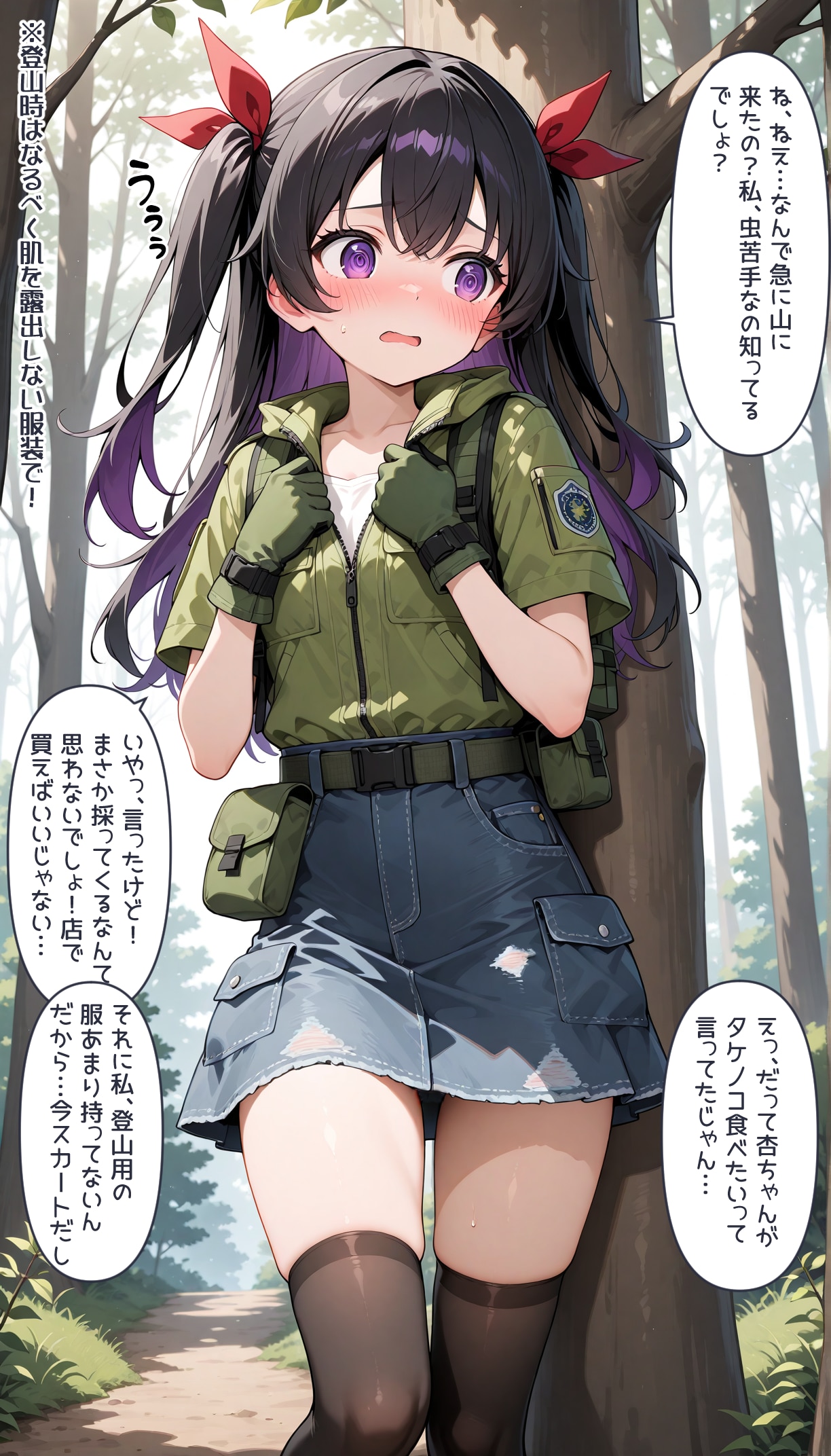 タケノコが食べたいとボヤいたら山に山菜取りに連れていかれた杏ちゃん