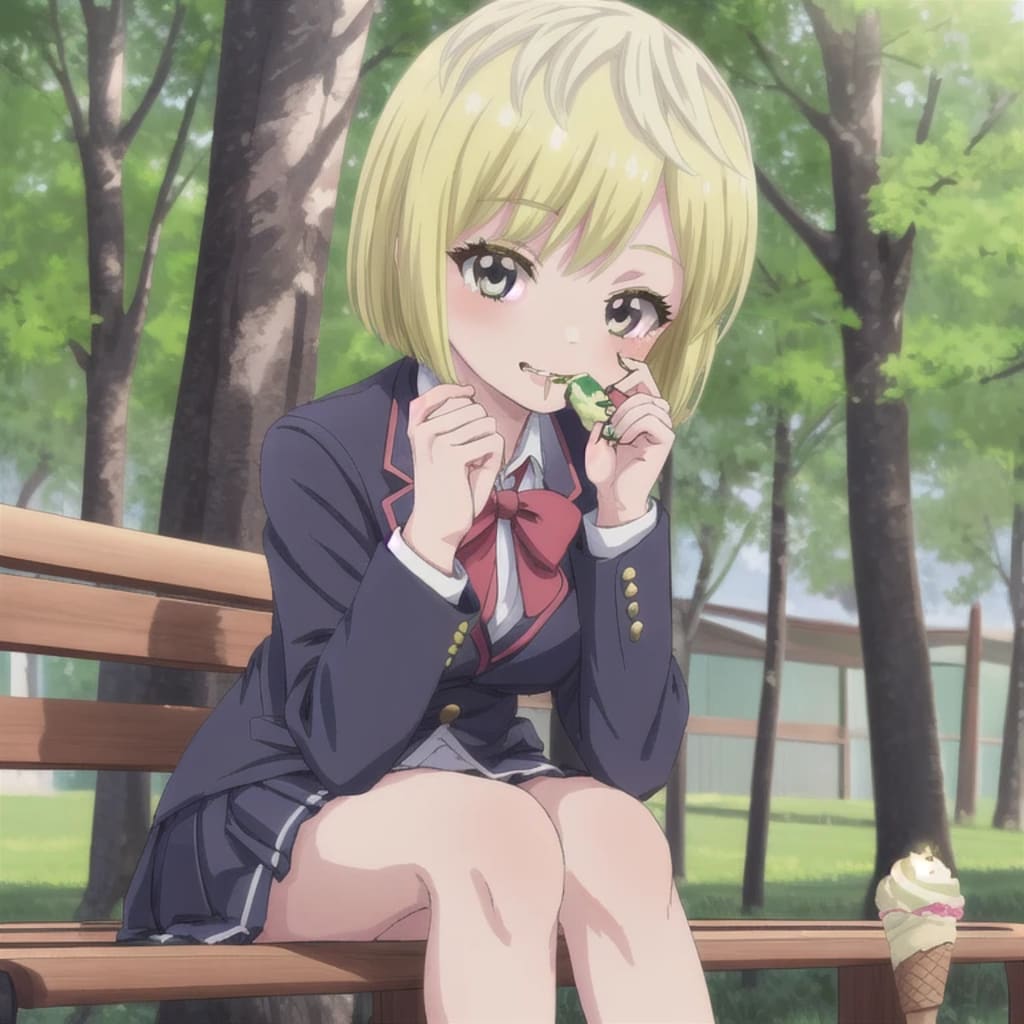 金髪ボブでブレザーの少女４