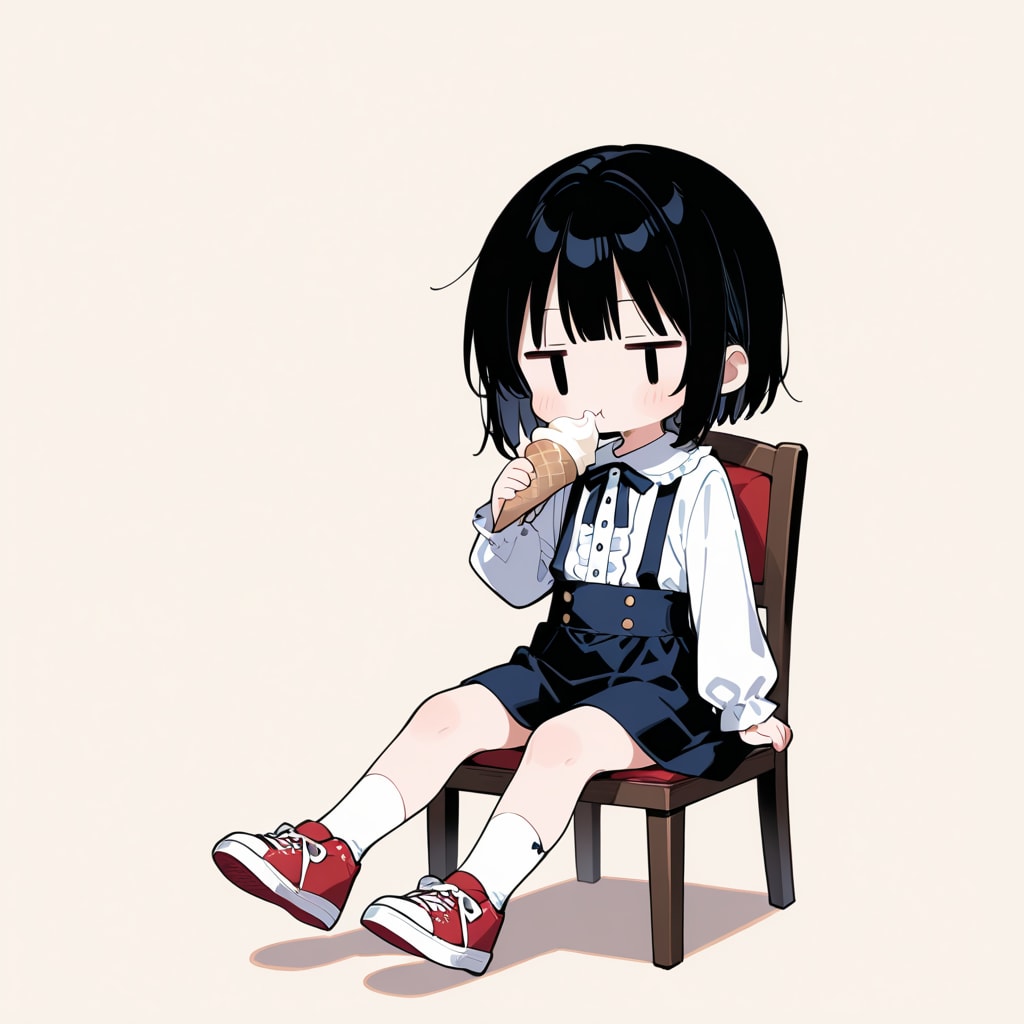 ソフトクリームを食べる