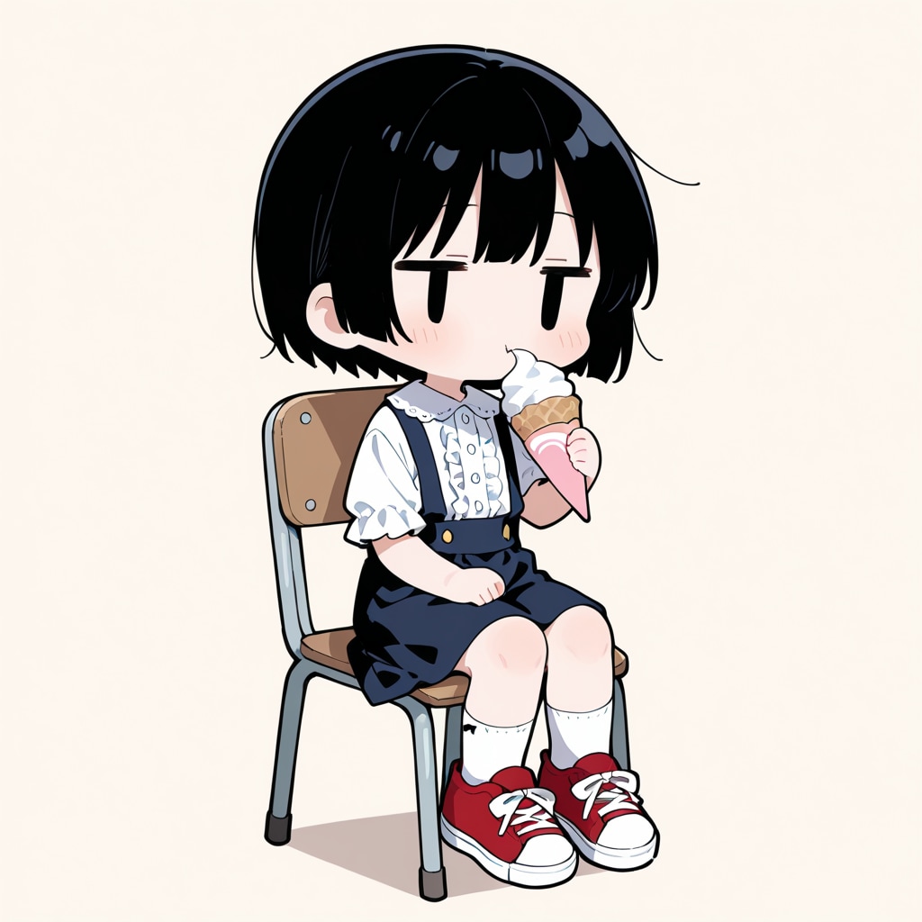 ソフトクリームを食べる