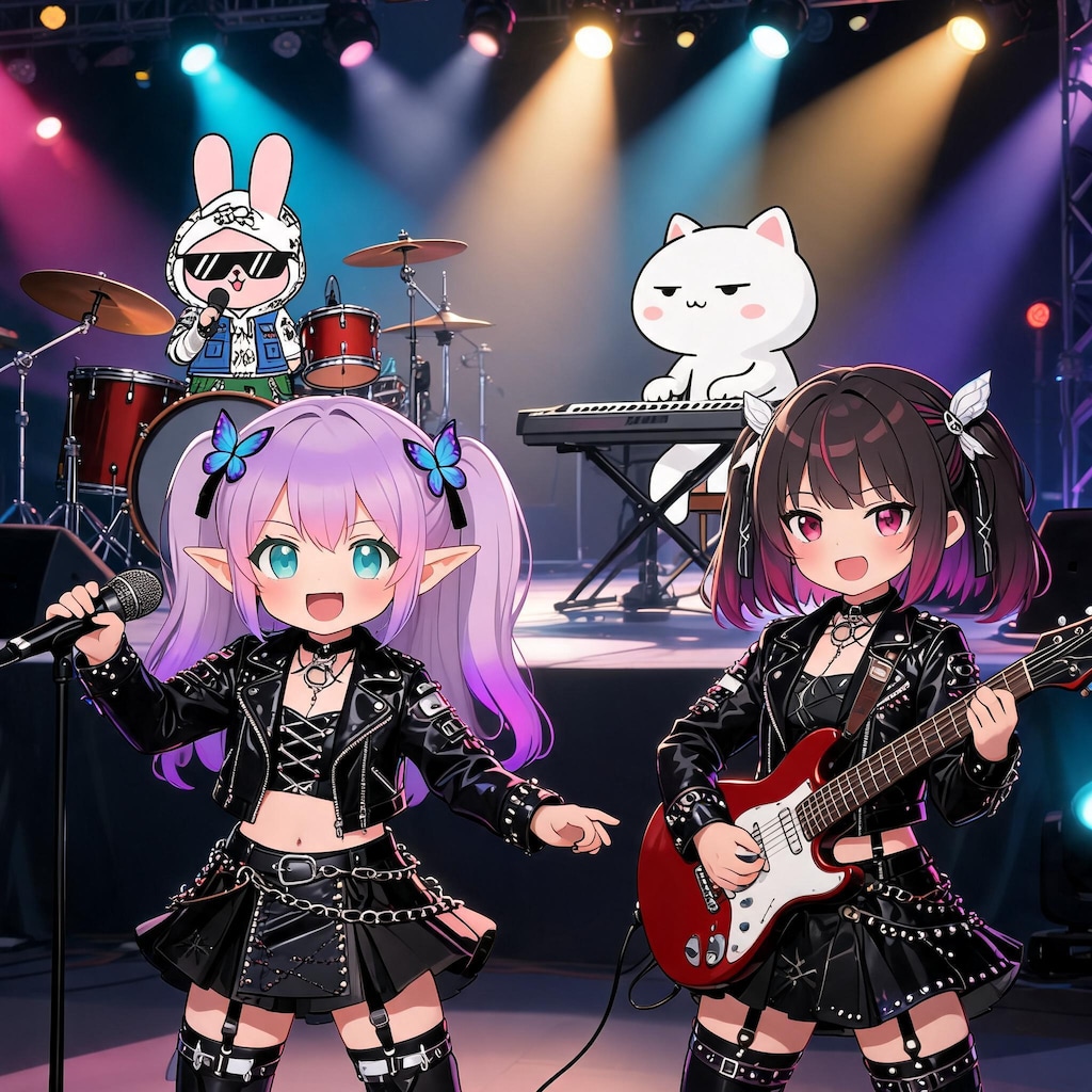 ライブをしているミテルちゃんとすみれちゃん＋α