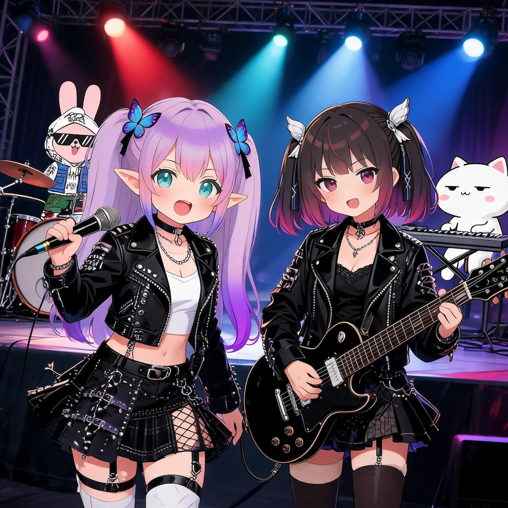 ライブをしているミテルちゃんとすみれちゃん＋α