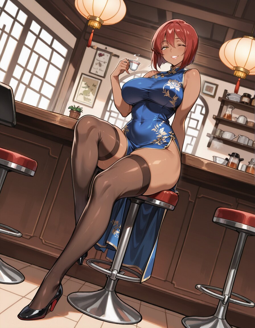 褐色チャイナお姉さん