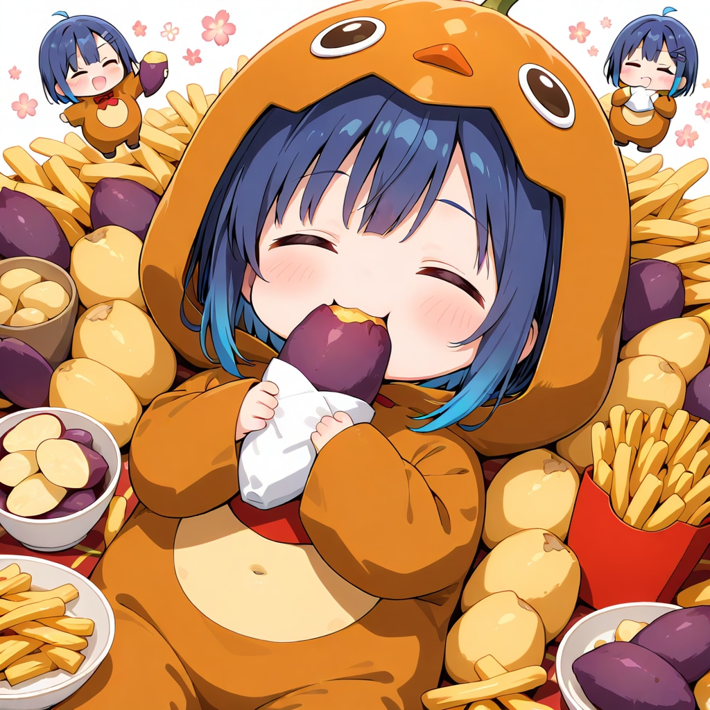 いも食う青髪ちゃん | の人気AIイラスト・グラビア
