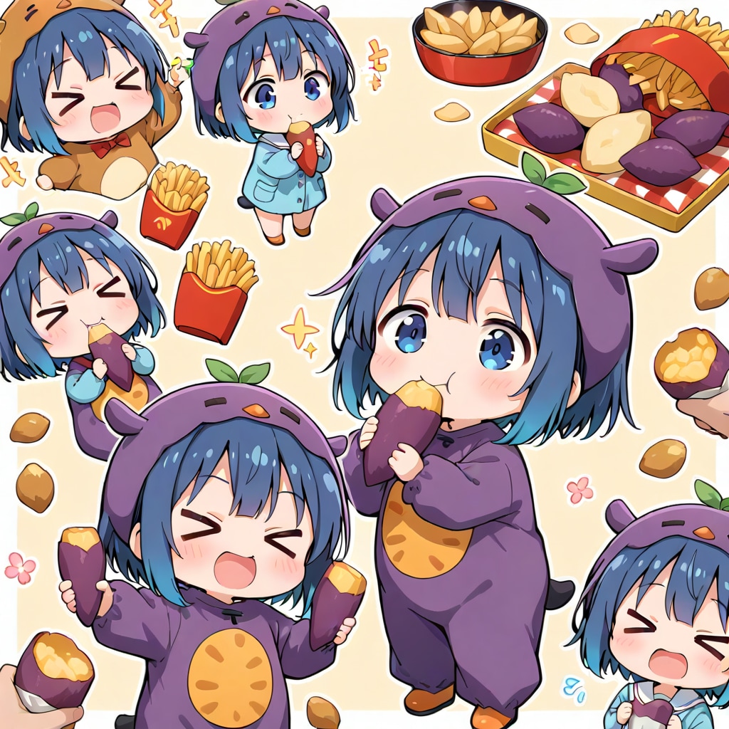 いも食う青髪ちゃん