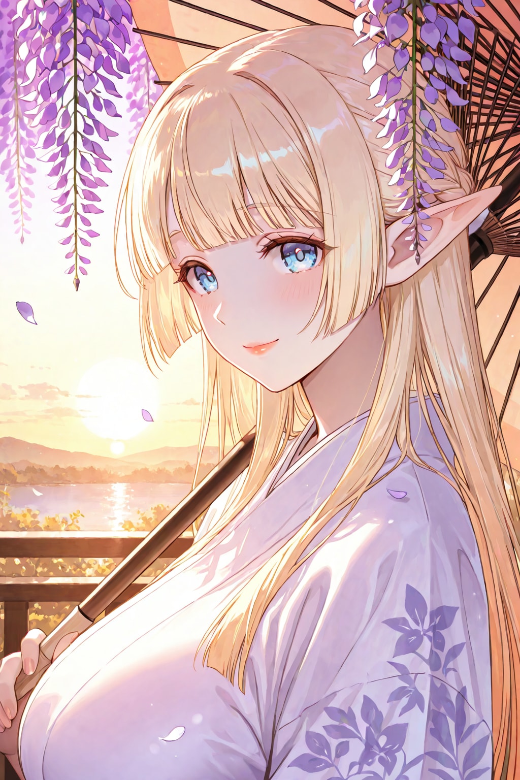 藤の花と和傘（BONSAI） | の人気AIイラスト・グラビア