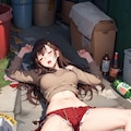 路地裏で眠っている酔った女の子 7枚目