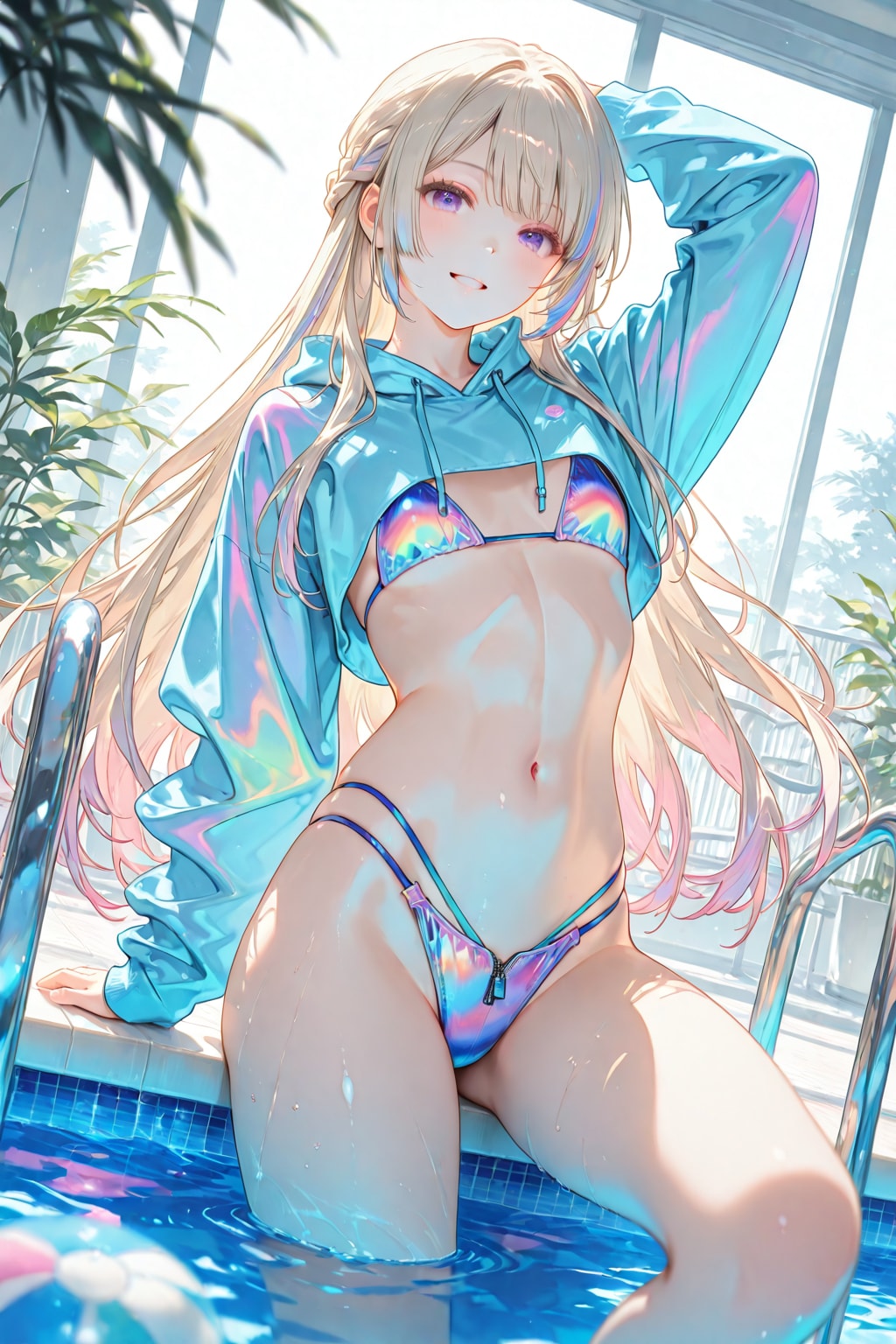 クロップトパーカーとビキニ