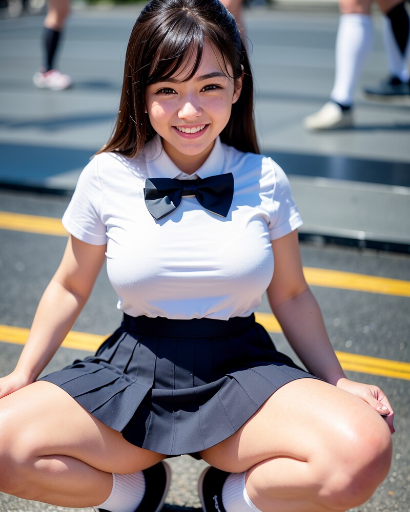 路上ガニ股JK