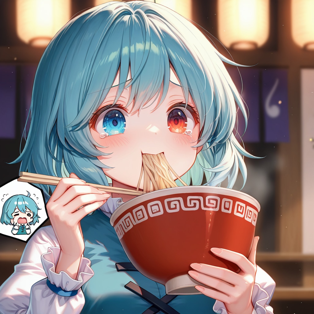 ラーメン食べる小傘ちゃん