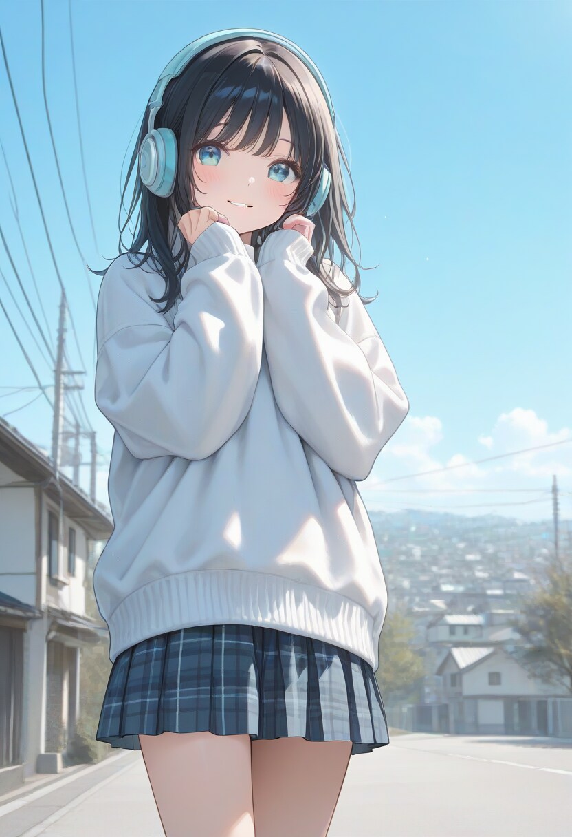 春の街角(ヘッドフォンの少女)(2) | の人気AIイラスト・グラビア