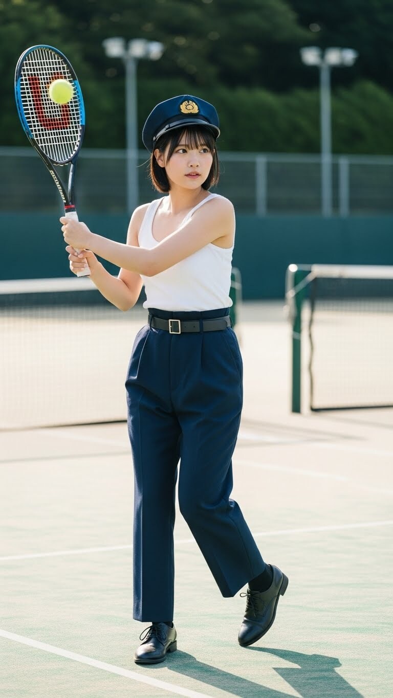 リアルかっこかわいい婦警小網すみれのテニス