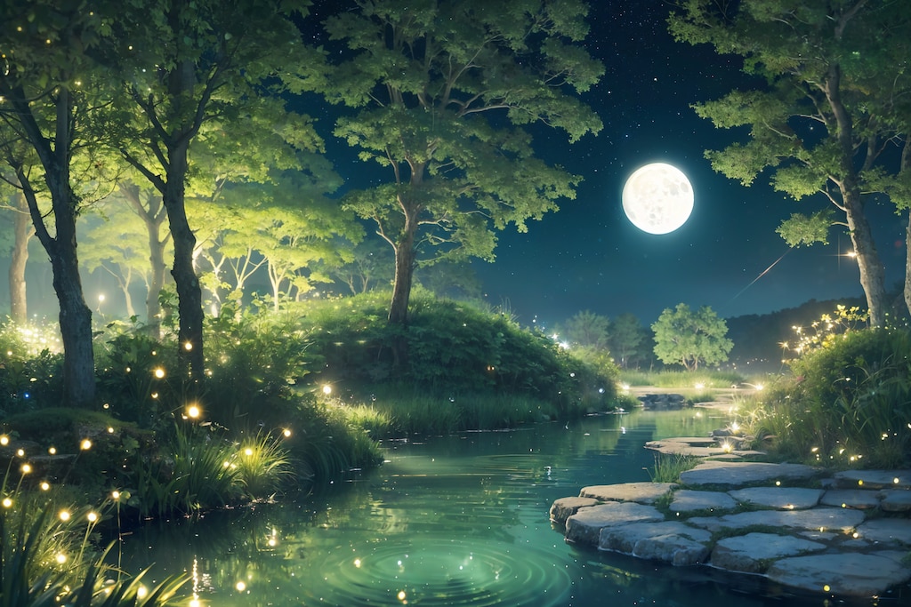 Moon and Fireflies Light