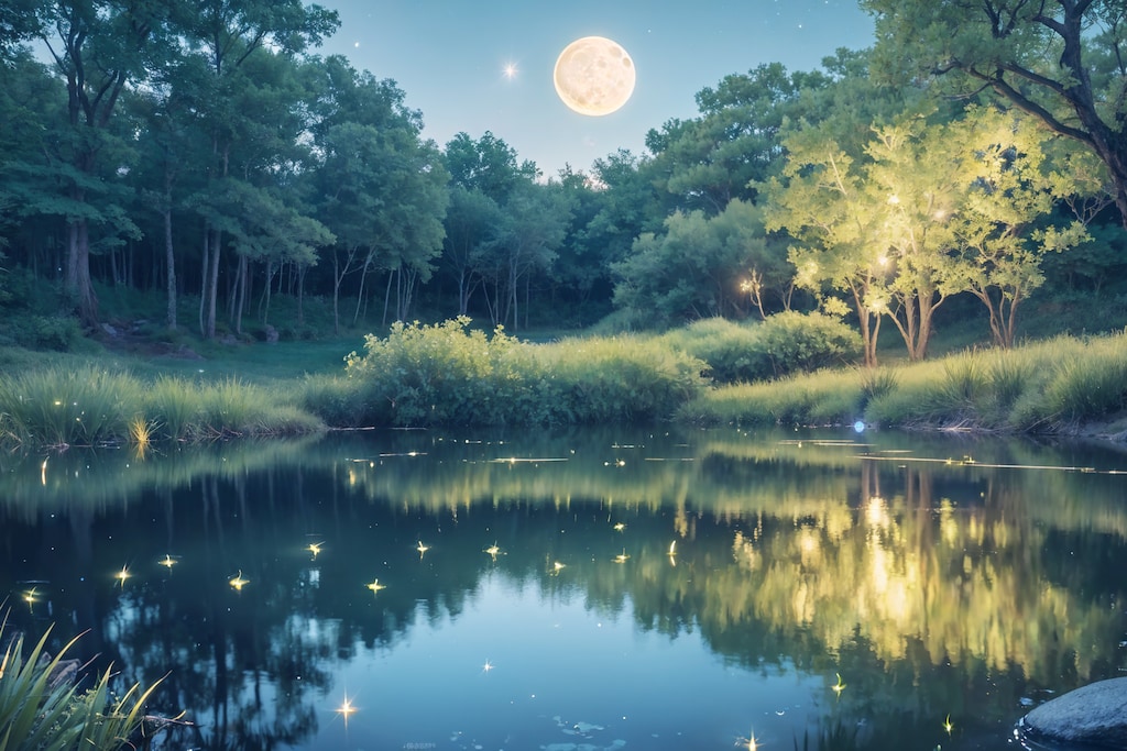 Moon and Fireflies Light