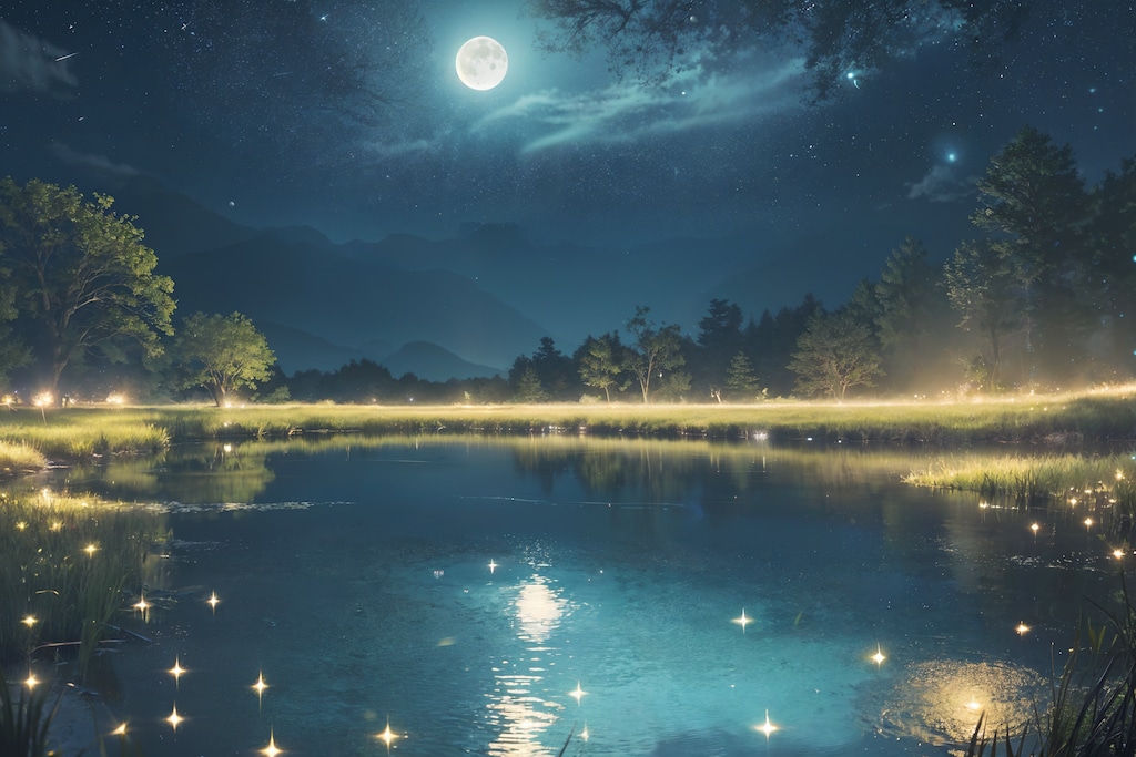 Moon and Fireflies Light