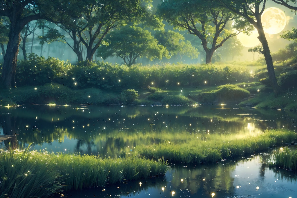 Moon and Fireflies Light