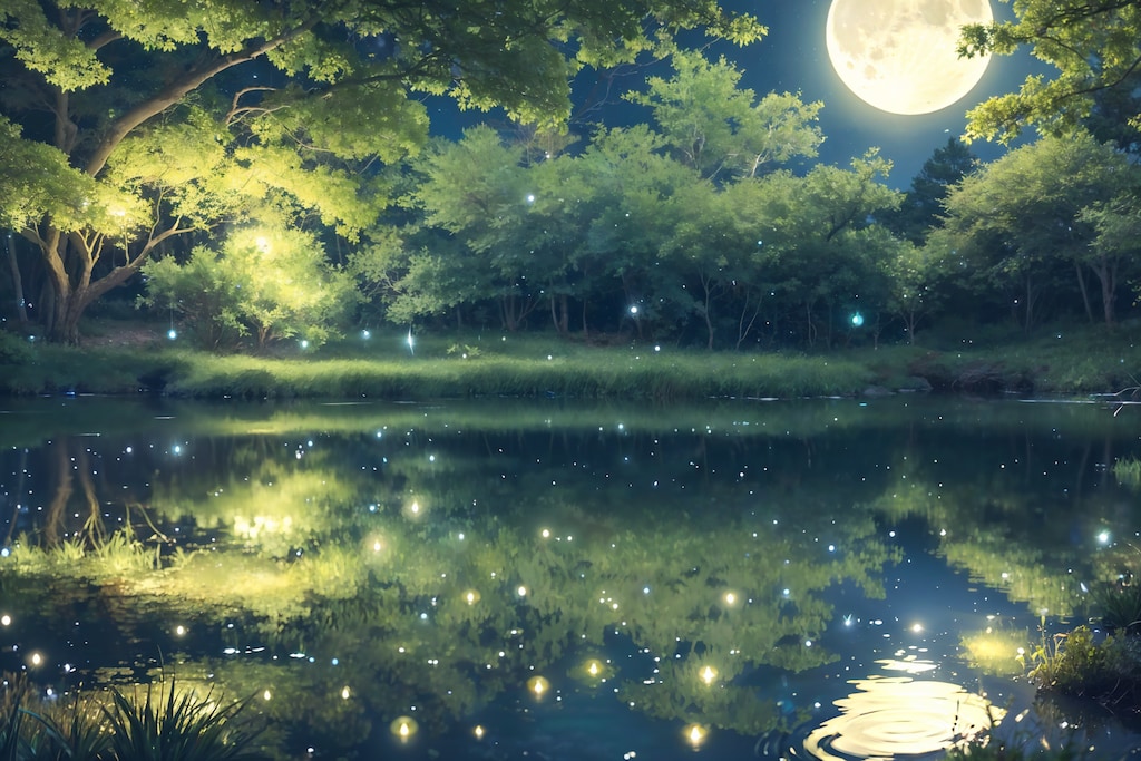 Moon and Fireflies Light