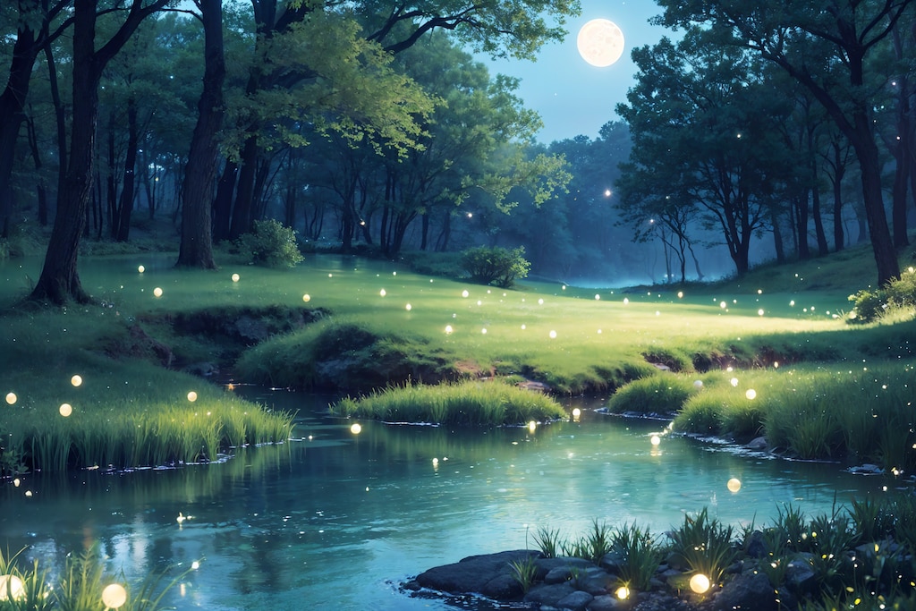 Moon and Fireflies Light