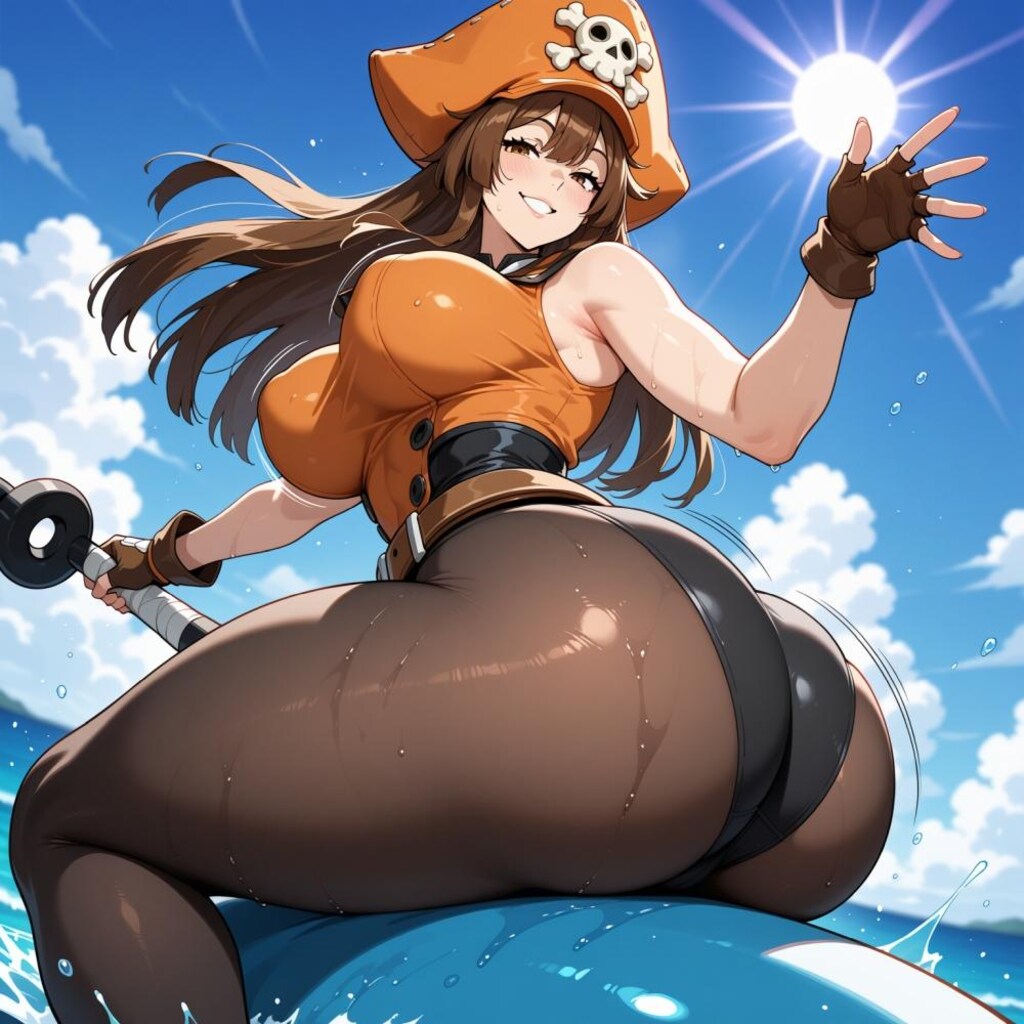 夏のイルカに乗った人妻
