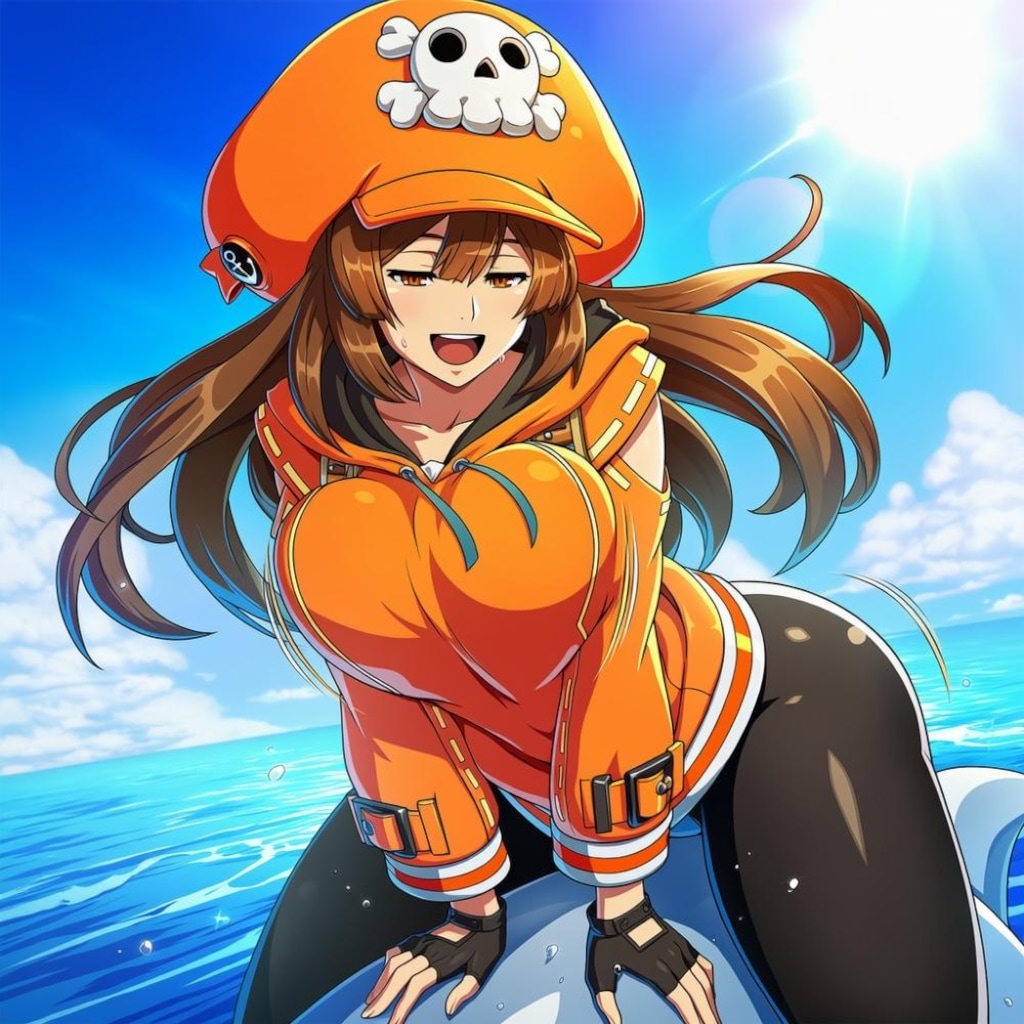 夏のイルカに乗った人妻