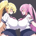 黄色髪とピンク髪のエロ絵 5枚目