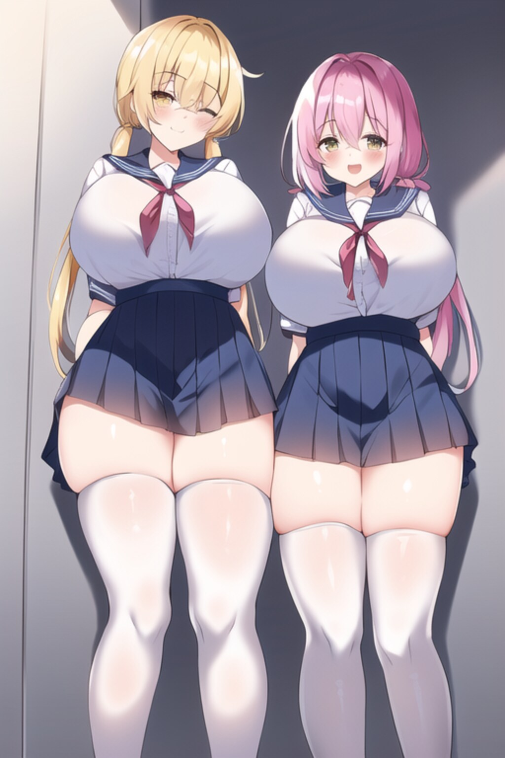 黄色髪とピンク髪のエロ絵