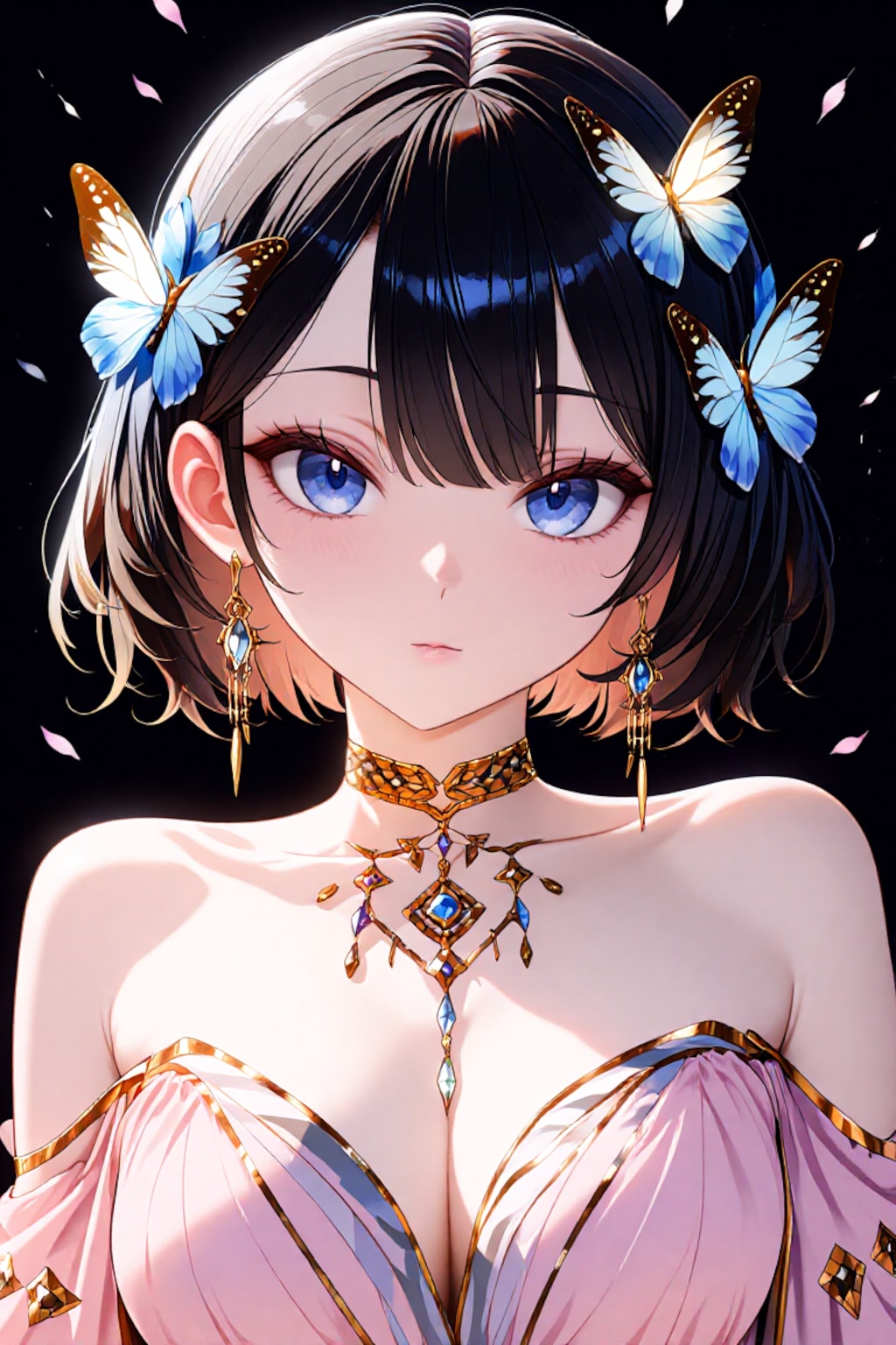 蝶々と花と女の子