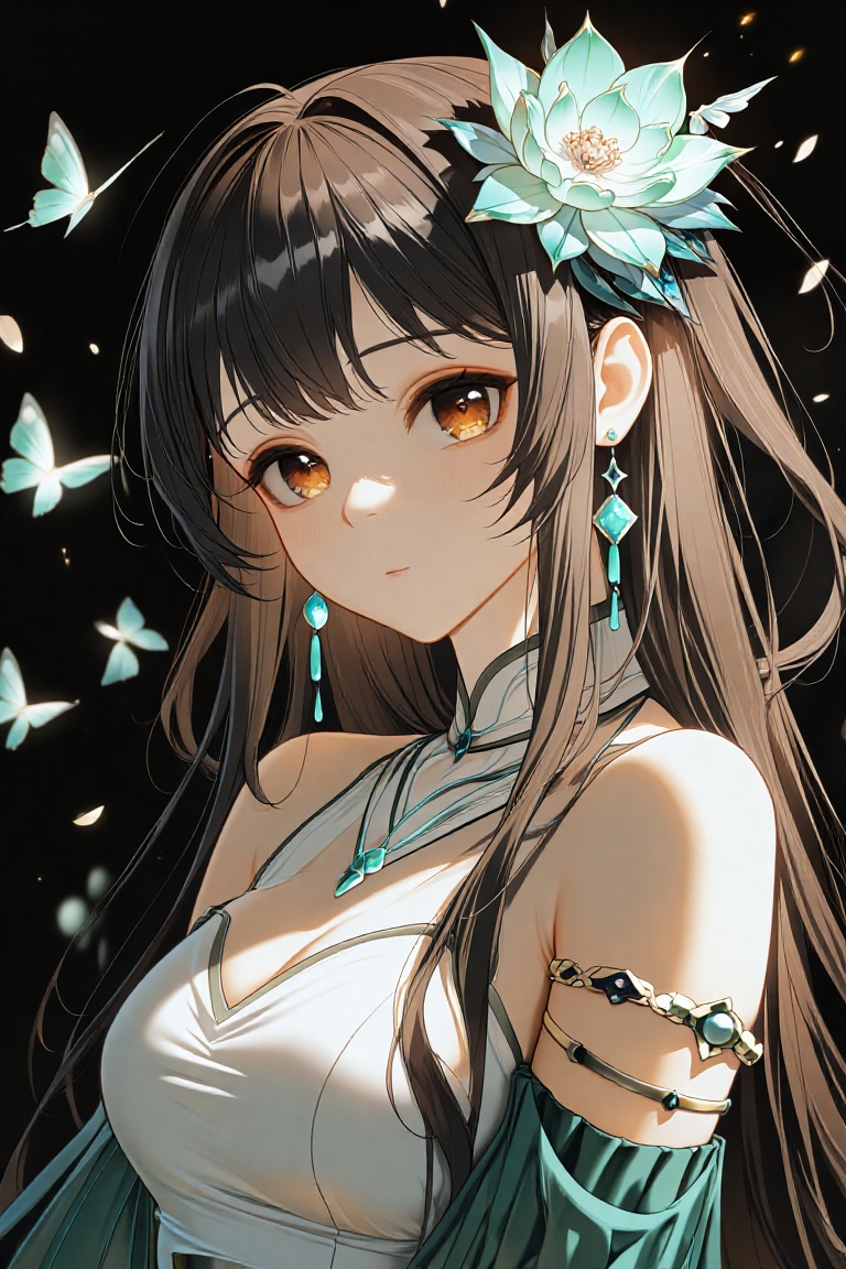 蝶々と花と女の子