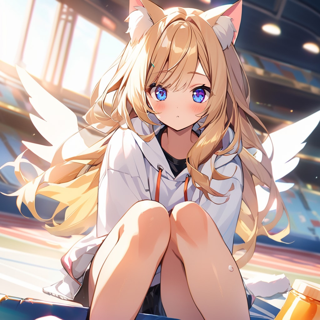 トレーニングのお休み中の猫耳天使ちゃん