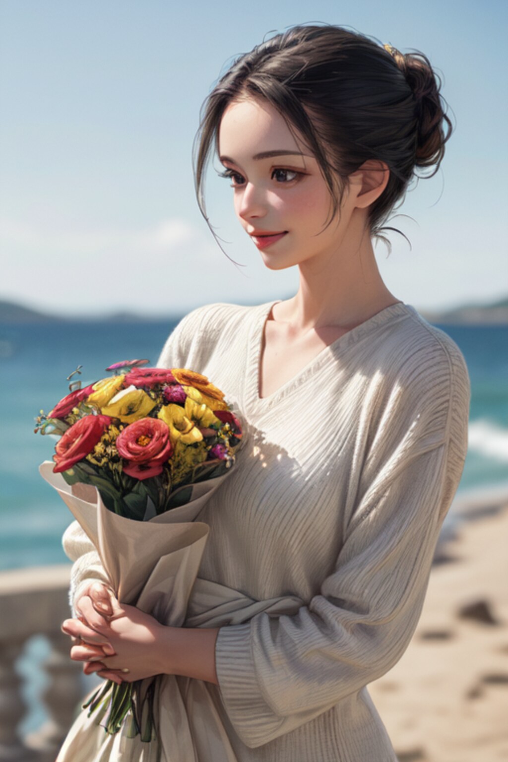 花束を持つ女性〈３〉